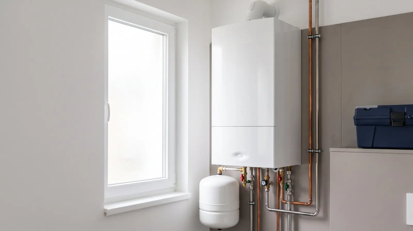 Moderne Gastherme an der Wand installiert